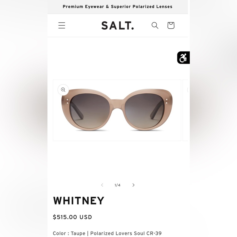 100% Authentic NWOT SALT. Whitney Sunglasses Taupe/ Polarized Lovers Soul CR-39